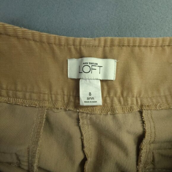 Ann Taylor Loft Corduroy Pants Women 8 Camel Brown Flare Modern Wide Waistband - Picture 3 of 13